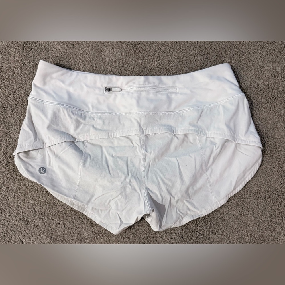 Lululemon Speed Up Short 2.5” White Run Shorts Swift Built-In Liner Size 4 - Picture 8 of 9